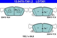 ATE 13.0470-7361.2 - Juego de pastillas de freno