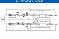 ATE 24.3727-0695.2 - Cable de accionamiento, freno de estacionamiento