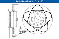 ATE 24.0324-0258.1 - Disco de freno