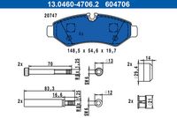 ATE 13.0460-4706.2 - Juego de pastillas de freno