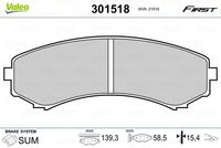 VALEO 301518 - Juego de pastillas de freno