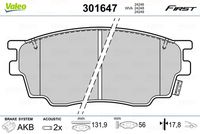 VALEO 301647 - Juego de pastillas de freno