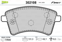 VALEO 302108 - Juego de pastillas de freno