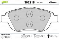 VALEO 302218 - Juego de pastillas de freno