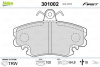 VALEO 301002 - Juego de pastillas de freno