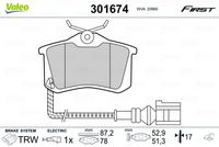 VALEO 301674 - Juego de pastillas de freno