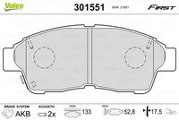 VALEO 301551 - Juego de pastillas de freno