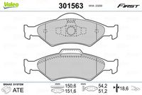 VALEO 301563 - Juego de pastillas de freno