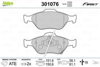 VALEO 301076 - Juego de pastillas de freno