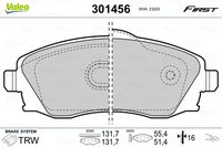 VALEO 301456 - Juego de pastillas de freno