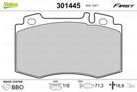 VALEO 301445 - Juego de pastillas de freno