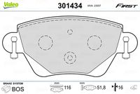 VALEO 301434 - Juego de pastillas de freno