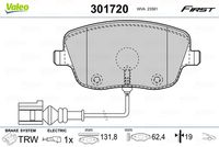 VALEO 301720 - Juego de pastillas de freno