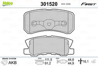 VALEO 301520 - Juego de pastillas de freno