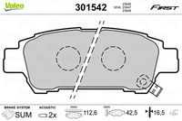 VALEO 301542 - Juego de pastillas de freno