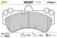 VALEO 302287 - Juego de pastillas de freno