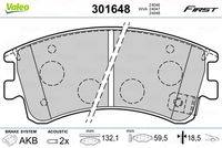 VALEO 301648 - Juego de pastillas de freno