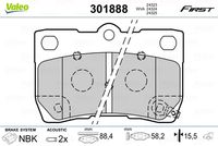 VALEO 301888 - Juego de pastillas de freno