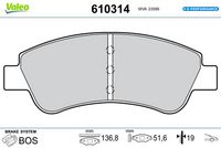 VALEO 610314 - Juego de pastillas de freno