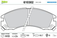 VALEO 610302 - Juego de pastillas de freno