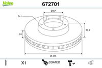 VALEO 672701 - Disco de freno