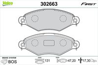 VALEO 302663 - Juego de pastillas de freno