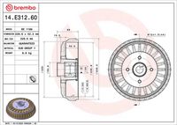 BREMBO 14.E312.60 - Tambor de freno