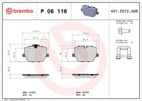 BREMBO P 06 116 - Juego de pastillas de freno