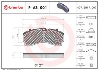 BREMBO P A3 001 - Juego de pastillas de freno