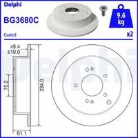 DELPHI BG3680C - Disco de freno