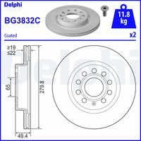 DELPHI BG3832C - Disco de freno