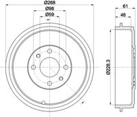 HELLA PAGID 8DT 355 301-091 - Tambor de freno