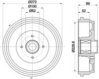 HELLA PAGID 8DT 355 303-111 - Tambor de freno