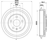 HELLA PAGID 8DT 355 302-561 - Tambor de freno