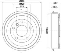 HELLA PAGID 8DT 355 300-021 - Tambor de freno