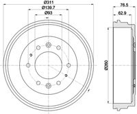 HELLA PAGID 8DT 355 301-841 - Tambor de freno