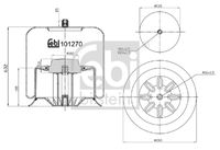 FEBI BILSTEIN 101270 - Espesor [mm]: 89<br>Espesor [mm]: 310<br>Diámetro exterior [mm]: 160<br>Tamaño de rosca exterior: M10 x 1,5<br>Tamaño de rosca exterior: 1/4" - 18 NPTF<br>Lado de montaje: Eje trasero<br>Peso [kg]: 3,08<br>Eje: Eje elevador<br>