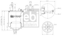 FEBI BILSTEIN 170107 - Espesor [mm]: 338<br>Diámetro exterior [mm]: 180<br>Diámetro exterior [mm]: 131<br>Lado de montaje: eje de avance no direccional<br>Peso [kg]: 1,1<br>Artículo complementario/Información complementaria: sin pistón<br>