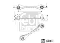 FEBI BILSTEIN 170803 - Código de motor: DKTB<br>Referencia artículo par: 103725<br>Material: Chapa de acero<br>Tipo de dirección: Brazo oscilante longitudinal<br>Tipo de dirección: Brazo oscilante transversal<br>Lado de montaje: Eje trasero, derecha<br>Lado de montaje: centro<br>Peso [kg]: 1,5<br>Artículo complementario / información complementaria 2: con apoyo<br>