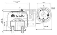 FEBI BILSTEIN 174299 - Espesor [mm]: 89<br>Espesor [mm]: 310<br>Diámetro exterior [mm]: 160<br>Tamaño de rosca exterior: M10 x 1,5<br>Tamaño de rosca exterior: 1/4" - 18 NPTF<br>Lado de montaje: Eje trasero<br>Peso [kg]: 3,08<br>Eje: Eje elevador<br>