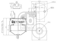 FEBI BILSTEIN 174467 - Espesor [mm]: 267<br>Espesor [mm]: 655<br>Diámetro exterior [mm]: 258<br>Diámetro exterior [mm]: 197<br>Tamaño de rosca exterior: M16 x 1,5<br>Tamaño de rosca exterior: M10 x 1,5<br>Lado de montaje: Eje delantero<br>Peso [kg]: 9,7<br>Artículo complementario/Información complementaria: con pistón<br>Material, pistones de rodamiento: Acero<br>