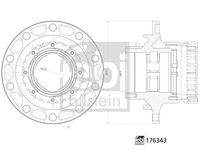 FEBI BILSTEIN 176343 - Diámetro interior [mm]: 148<br>Altura [mm]: 226<br>Diámetro exterior [mm]: 384<br>corona de agujeros - Ø [mm]: 335<br>Lado de montaje: Eje trasero<br>Peso [kg]: 33,9<br>Artículo complementario / información complementaria 2: sin cojinete rueda<br>para OE N°: 85109244 SK1<br>