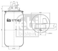 FEBI BILSTEIN 177162 - Espesor [mm]: 393<br>Diámetro exterior [mm]: 130<br>Diámetro exterior [mm]: 228<br>Tamaño de rosca exterior: M16 x 1,5<br>Lado de montaje: Eje trasero<br>Peso [kg]: 5,06<br>Artículo complementario/Información complementaria: sin pistón<br>