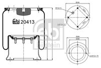 FEBI BILSTEIN 20413 - Garantía: 2 años de garantía<br>peso [g]: 13585<br>Longitud [mm]: 420<br>Diámetro hasta [mm]: 320<br>Rosca 1: M12<br>Rosca 2: M22 x 1,5<br>Diámetro exterior [mm]: 286<br>