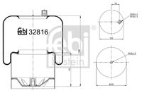 FEBI BILSTEIN 32816 - Altura [mm]: 200<br>Diámetro exterior 1 [mm]: 82<br>Diámetro exterior 2 [mm]: 99<br>Peso [kg]: 0,48<br>