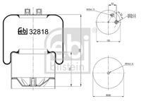 FEBI BILSTEIN 32818 - Espesor [mm]: 443<br>Diámetro exterior [mm]: 240<br>Diámetro exterior [mm]: 217<br>Diámetro exterior [mm]: 155<br>Tamaño de rosca exterior: M24 x 1,5<br>Tamaño de rosca exterior: M16 x 1,5<br>Lado de montaje: Eje trasero izquierda<br>Lado de montaje: Eje trasero, derecha<br>Peso [kg]: 2,650<br>Artículo complementario/Información complementaria: sin pistón<br>