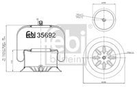 FEBI BILSTEIN 35692 - Espesor [mm]: 440<br>Diámetro exterior [mm]: 240<br>Diámetro exterior [mm]: 217<br>Diámetro exterior [mm]: 155<br>Tamaño de rosca exterior: M24 x 1,5<br>Tamaño de rosca exterior: M16 x 1,5<br>Lado de montaje: Eje trasero izquierda<br>Lado de montaje: Eje trasero, derecha<br>Peso [kg]: 2,840<br>Artículo complementario/Información complementaria: sin pistón<br>