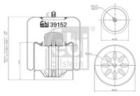 FEBI BILSTEIN 39152 - Espesor [mm]: 340<br>Espesor [mm]: 195<br>Diámetro exterior [mm]: 225<br>Tamaño de rosca exterior: M16 x 1,5<br>Tamaño de rosca exterior: M24 x 1,5<br>Lado de montaje: Eje trasero<br>Lado de montaje: Eje delantero<br>Peso [kg]: 10,0<br>Material, pistones de rodamiento: Acero<br>Artículo complementario/Información complementaria: con pistón<br>