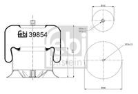 FEBI BILSTEIN 39854 - Espesor [mm]: 340<br>Diámetro exterior [mm]: 225<br>Diámetro exterior [mm]: 155<br>Tamaño de rosca exterior: M16 x 1,5<br>Tamaño de rosca exterior: M24 x 1,5<br>Lado de montaje: Eje trasero izquierda<br>Lado de montaje: Eje trasero, derecha<br>Peso [kg]: 10,5<br>Artículo complementario/Información complementaria: con pistón<br>Material, pistones de rodamiento: Acero<br>