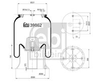 FEBI BILSTEIN 39862 - Espesor [mm]: 216<br>Diámetro exterior [mm]: 215<br>Diámetro exterior [mm]: 160<br>Tamaño de rosca exterior: M10 x 1,5<br>Tamaño de rosca exterior: M14 x 1,5<br>Lado de montaje: Eje trasero izquierda<br>Lado de montaje: Eje trasero, derecha<br>Peso [kg]: 5,0<br>